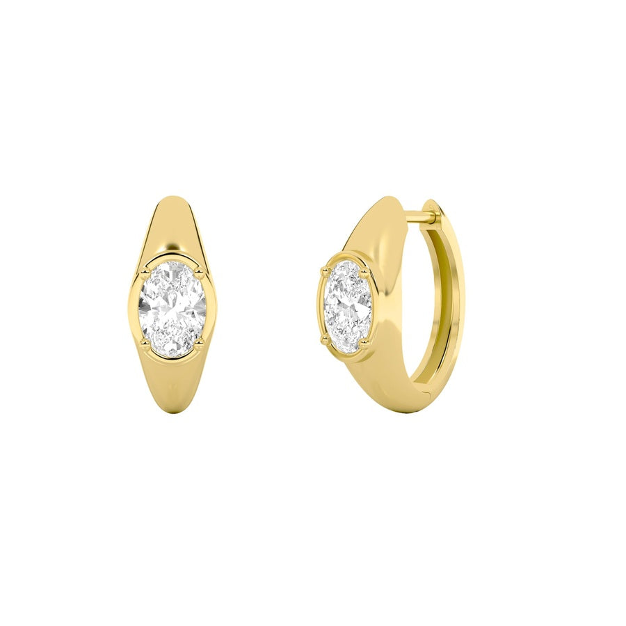 Oval Shape Solitaire Huggie Earrings lab grown diamond