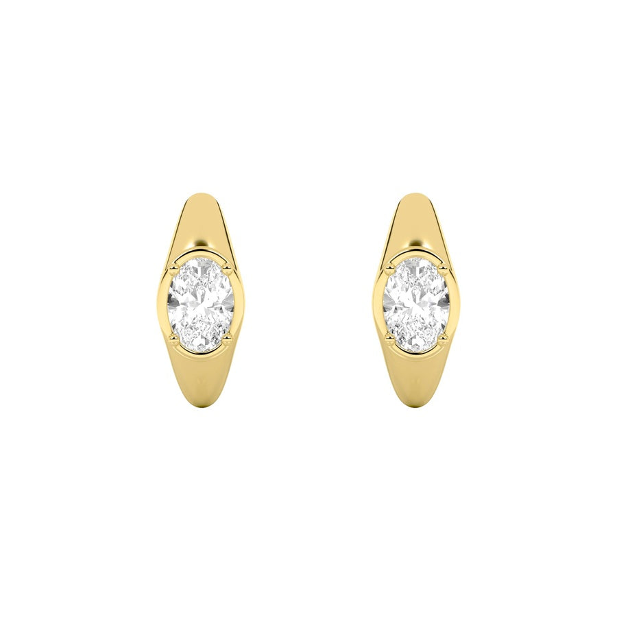 Oval Shape Solitaire Huggie Earrings lab grown diamond
