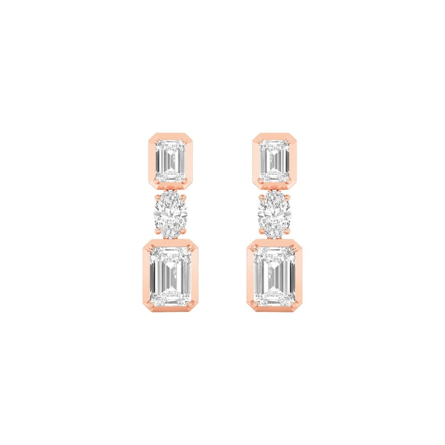 3Cttw Radiant Shaped Lab Grown Diamond (F/VS) Dangle Earrings in 14K Gold