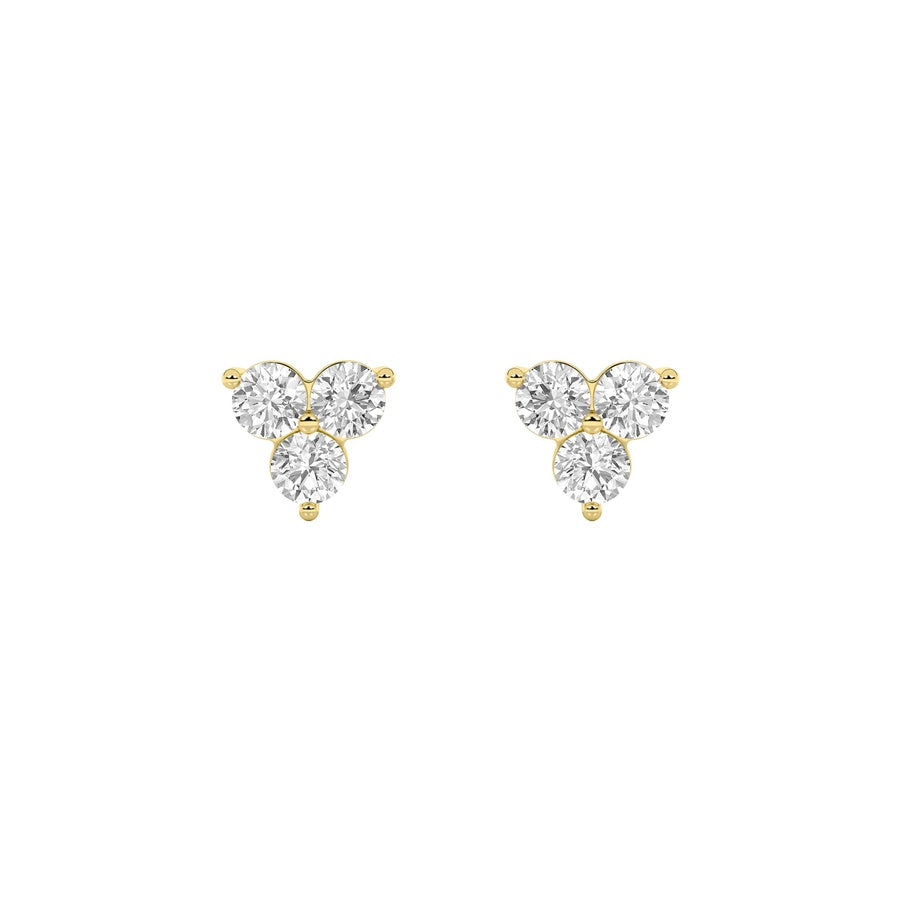 1.5Cttw Round Shaped Lab Grown Diamond (F/VS) Three Stone Earrings in 14K Gold