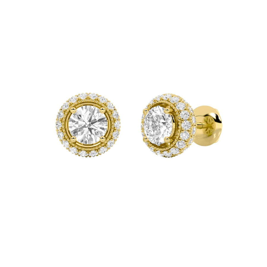 Round Shape Stud Earrings lab grown diamond