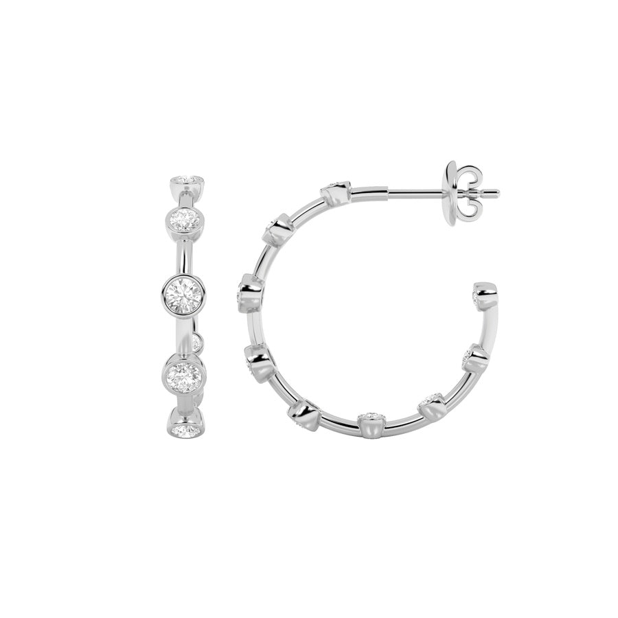 2Cttw Round Shaped Lab Grown Diamond (F/VS) Bezel set Bubble Earrings in 14K Gold