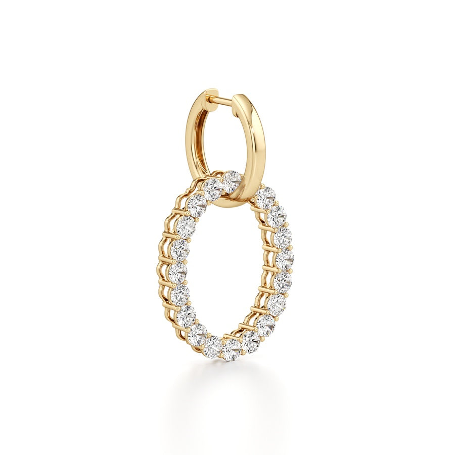 4Cttw Round Shaped Lab Grown Diamond (F/VS) DanglePendant and Hoop Earrings in 14K Gold