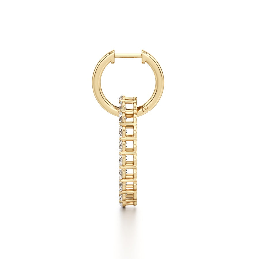 4Cttw Round Shaped Lab Grown Diamond (F/VS) DanglePendant and Hoop Earrings in 14K Gold