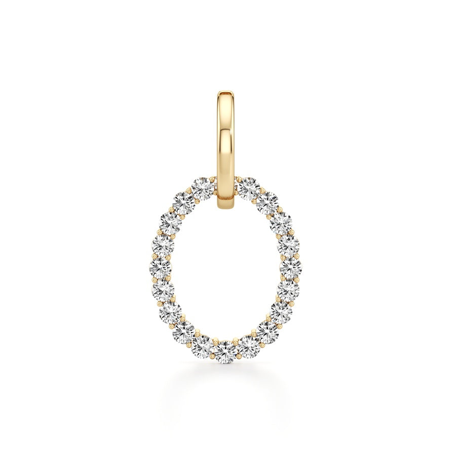4Cttw Round Shaped Lab Grown Diamond (F/VS) DanglePendant and Hoop Earrings in 14K Gold