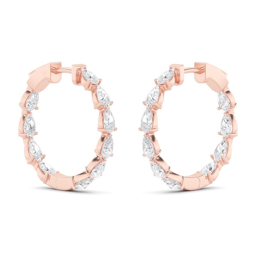 4Cttw Pear Shaped Lab Grown Diamond (F/VS) InsideOut Hoop Earrings in 14K Gold