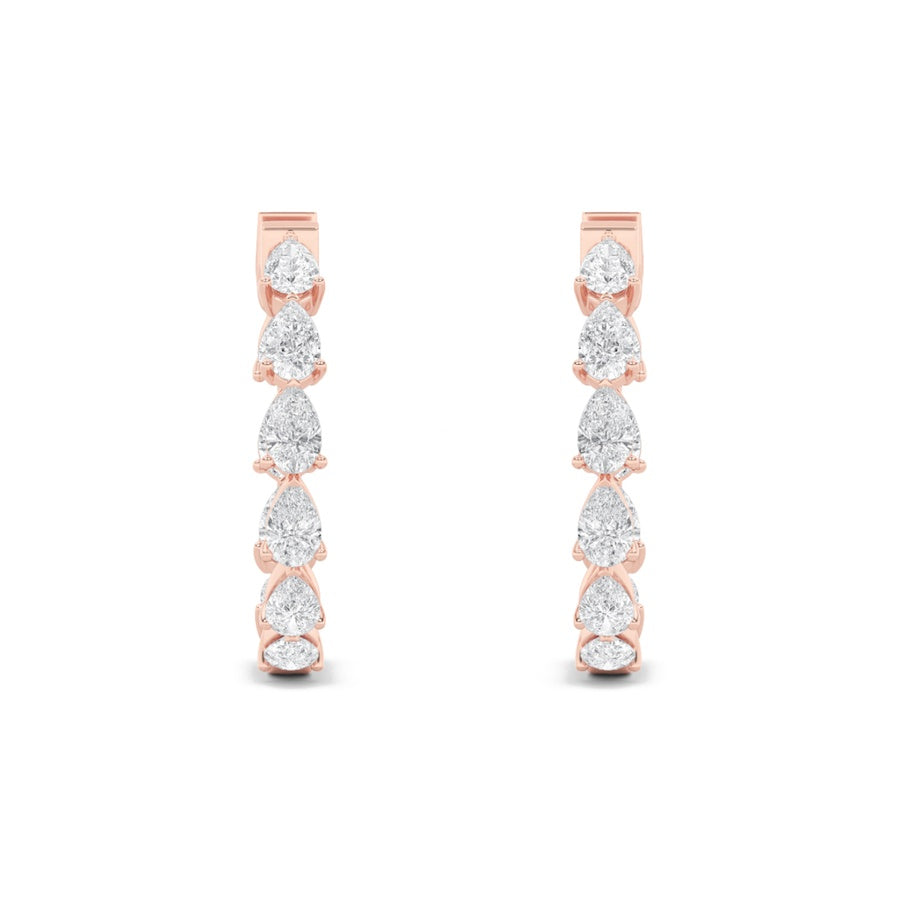 4Cttw Pear Shaped Lab Grown Diamond (F/VS) InsideOut Hoop Earrings in 14K Gold