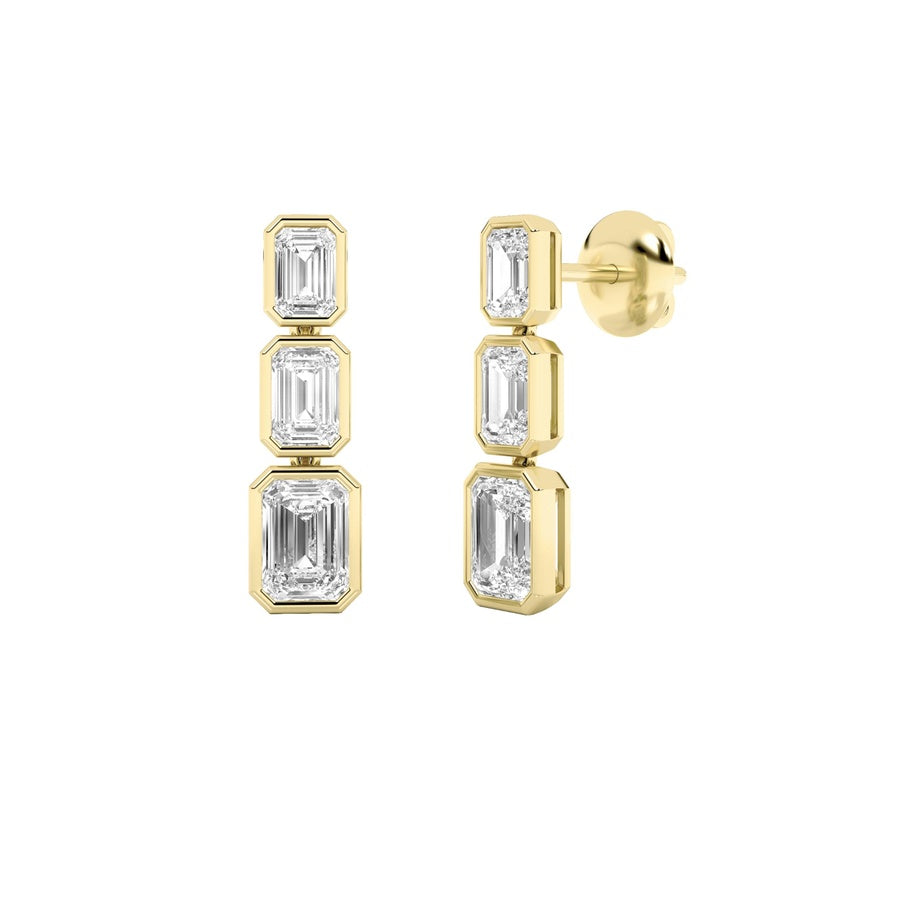 5Cttw Emerald Shaped Lab Grown Diamond Earrings in14K Gold