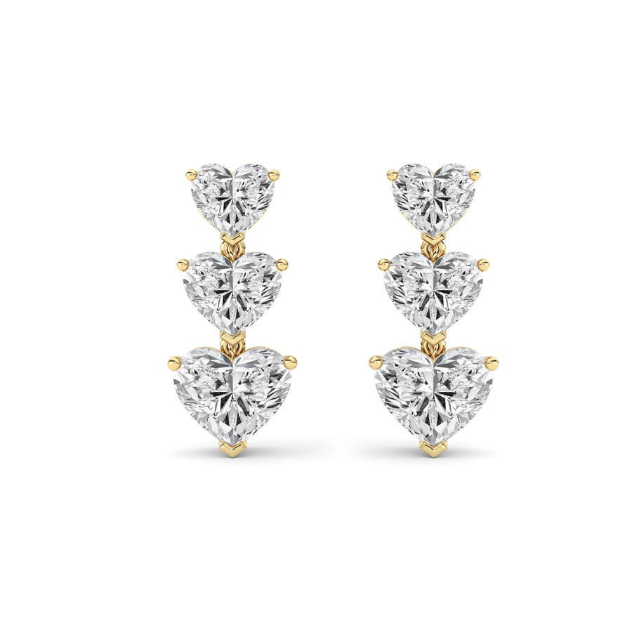 16Cttw Heart Shaped Lab Grown Diamond (F/VS ) Earrings in 14K Gold