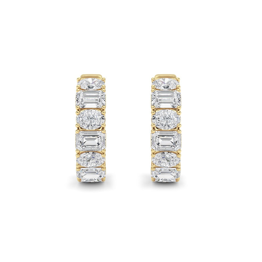5Cttw Emerald Shaped Lab Grown Diamond (F/VS )Inside Out Hoop Earrings in 14K Gold