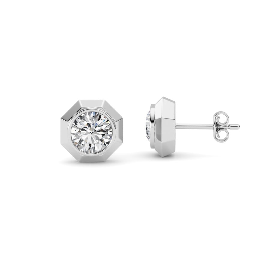 Round Shape Stud Earrings lab grown diamond