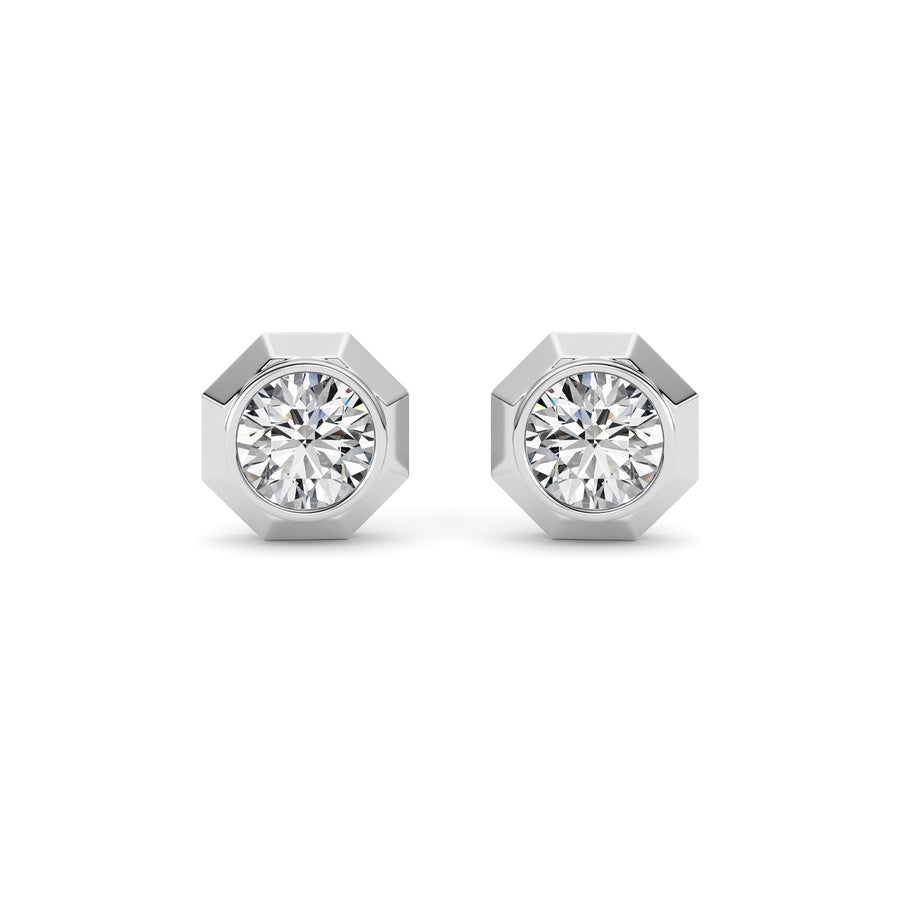 2Cttw Round Shaped Lab Grown Diamond (F/VS ) StudEarrings in 14K Gold
