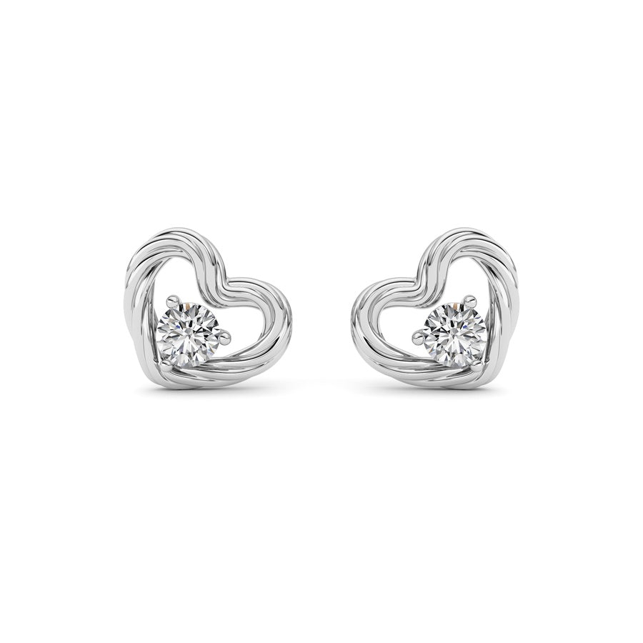 0.5Cttw Round Shaped Lab Grown Diamond (F/VS ) Heart Earrings in 14K Gold