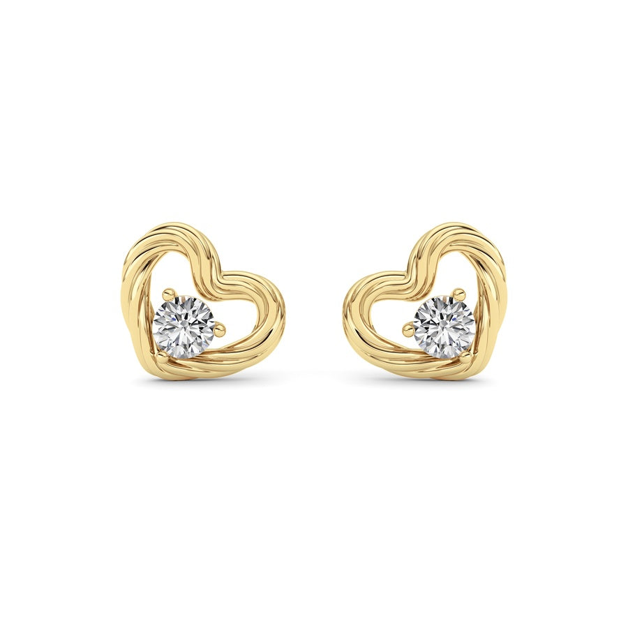 0.5Cttw Round Shaped Lab Grown Diamond (F/VS ) Heart Earrings in 14K Gold
