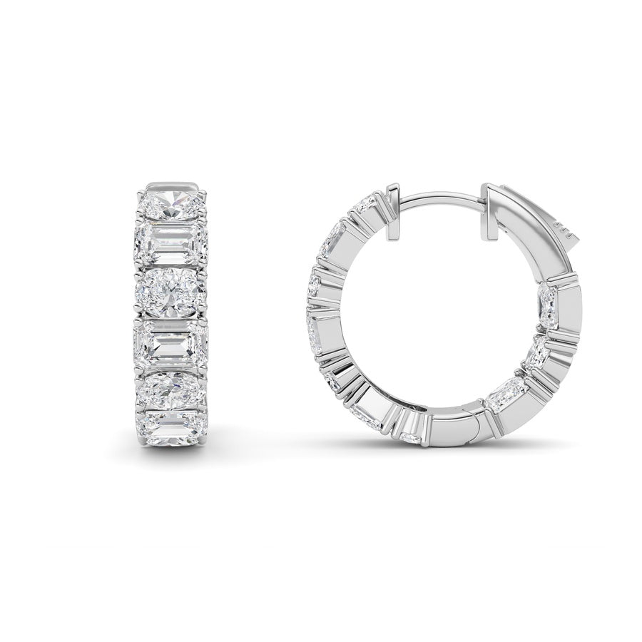 Emerald Shape Inside Out Hoop Earrings lab grown diamond