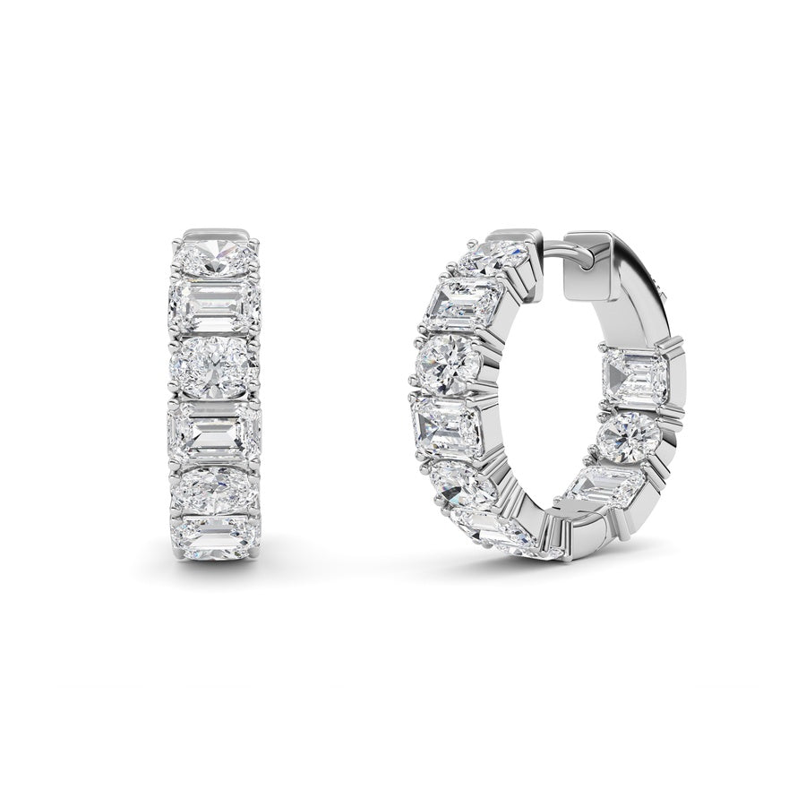 Emerald Shape Inside Out Hoop Earrings lab grown diamond