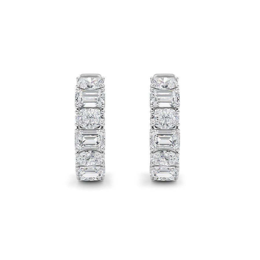 Emerald Shape Inside Out Hoop Earrings lab grown diamond