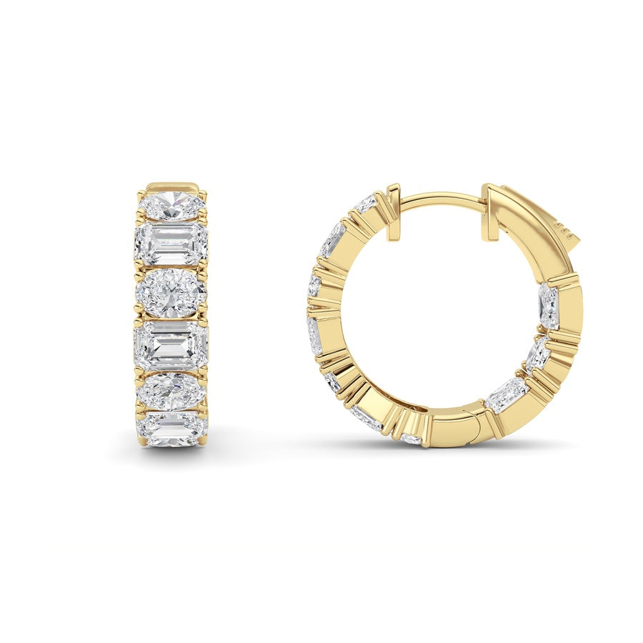Emerald Shape Inside Out Hoop Earrings lab grown diamond