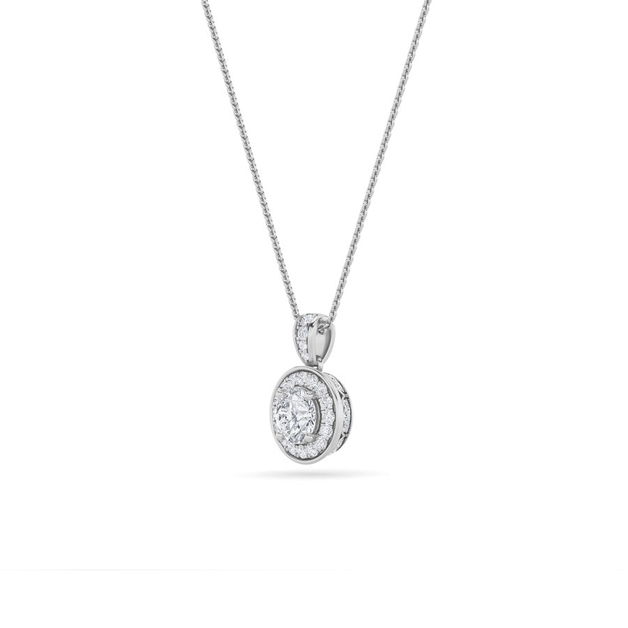 1.25Cttw Round Shaped Lab Grown Diamond (F/VS) Halo Pendant in 14K Gold