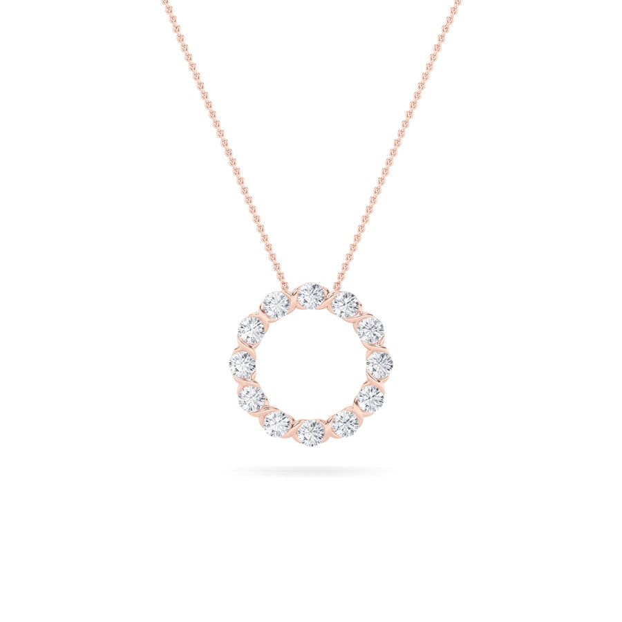 2Cttw Round Shaped Lab Grown Diamond (F/VS) CirclePendant in 14K Gold