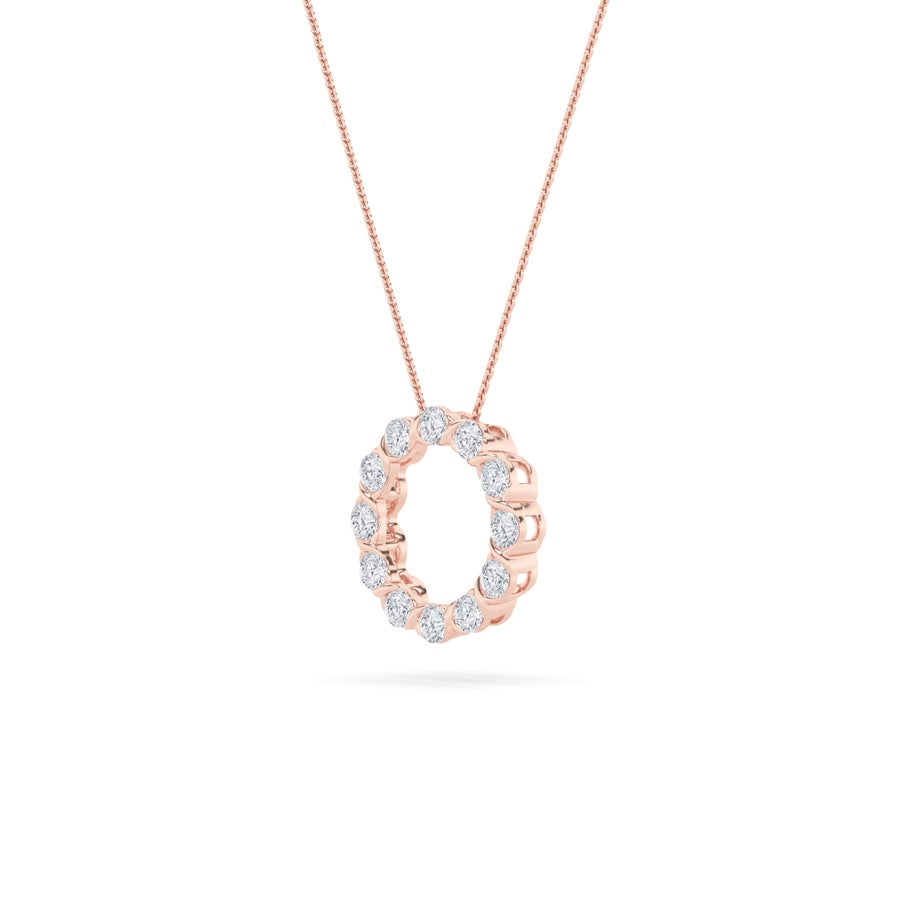 2Cttw Round Shaped Lab Grown Diamond (F/VS) CirclePendant in 14K Gold