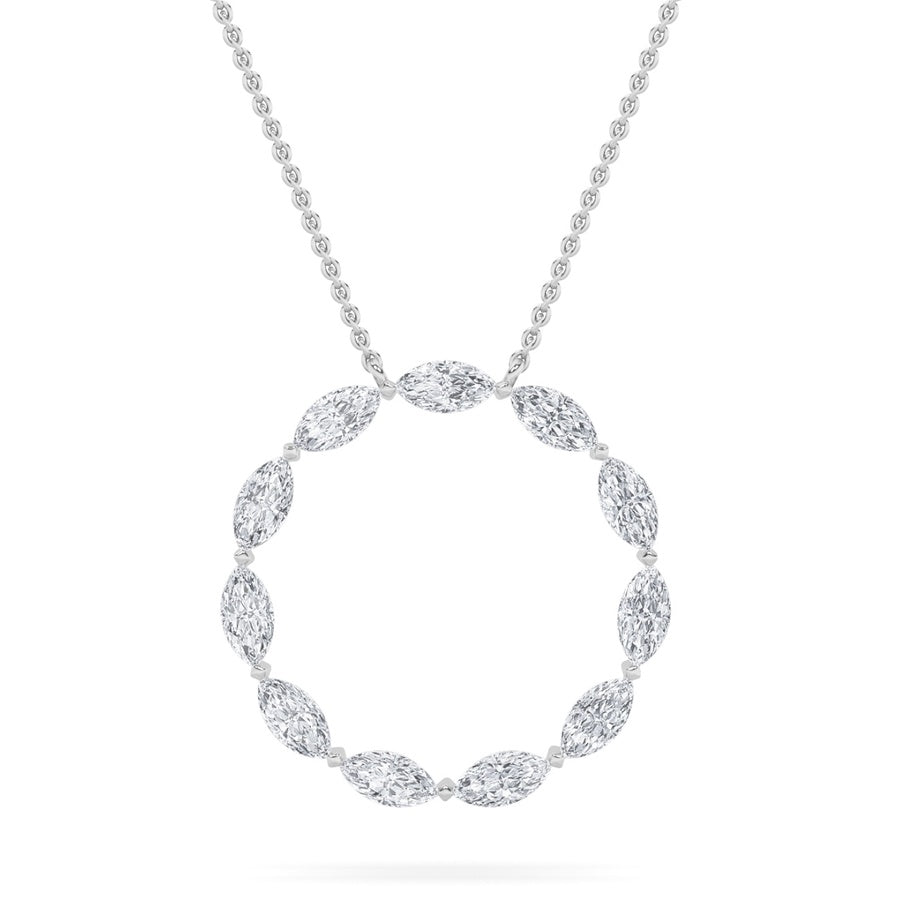 2Cttw Marquise Shaped Lab Grown Diamond (F/VS) Circle Necklace in 14K Gold