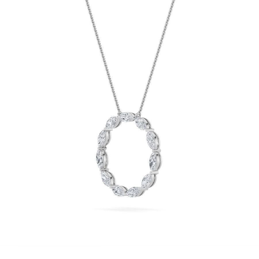 2Cttw Marquise Shaped Lab Grown Diamond (F/VS) Circle Necklace in 14K Gold