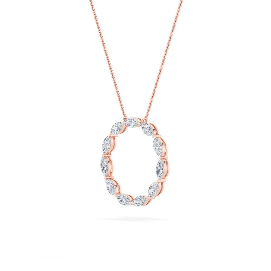 Marquise Shape Circle Necklace lab grown diamond