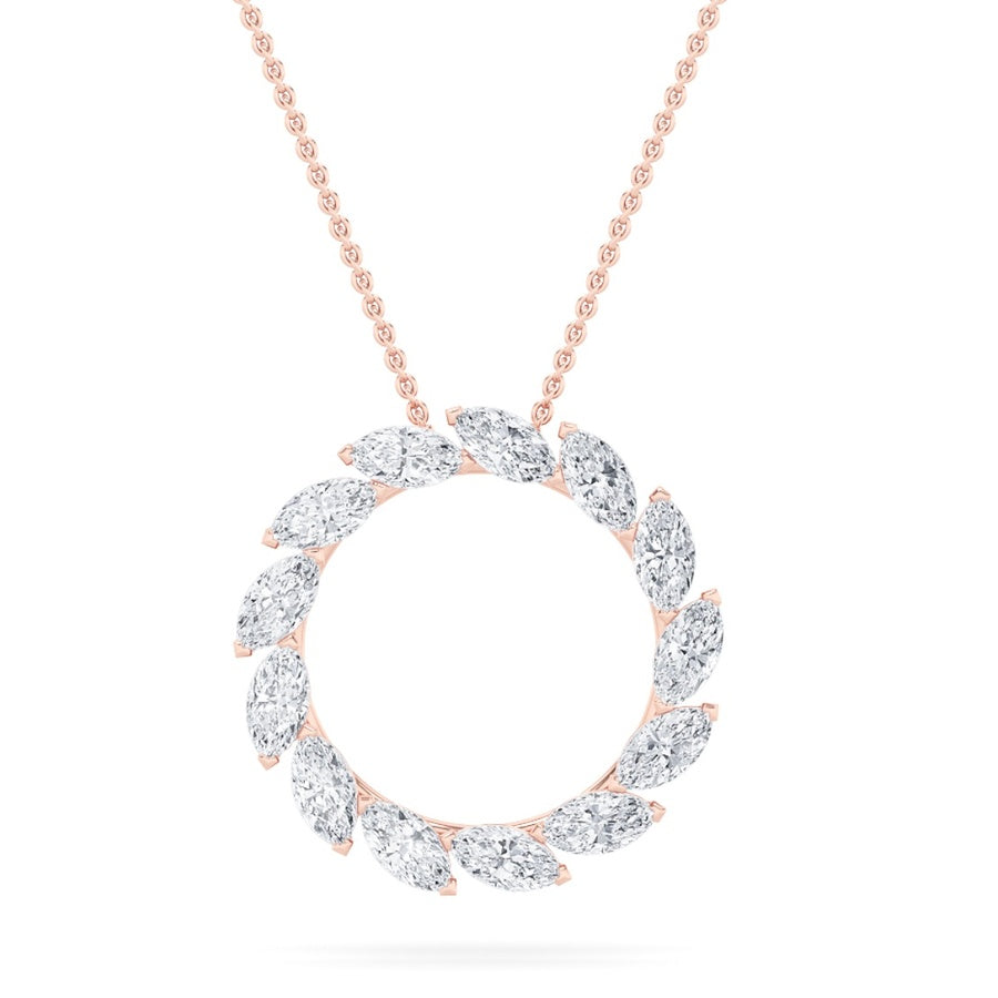 Marquise Shape Circle Necklace lab grown diamond