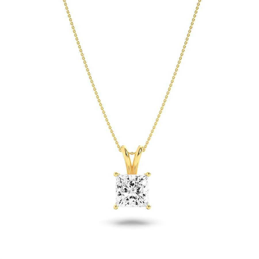 Princess Shape Split Bale Solitaire Pendant lab grown diamond