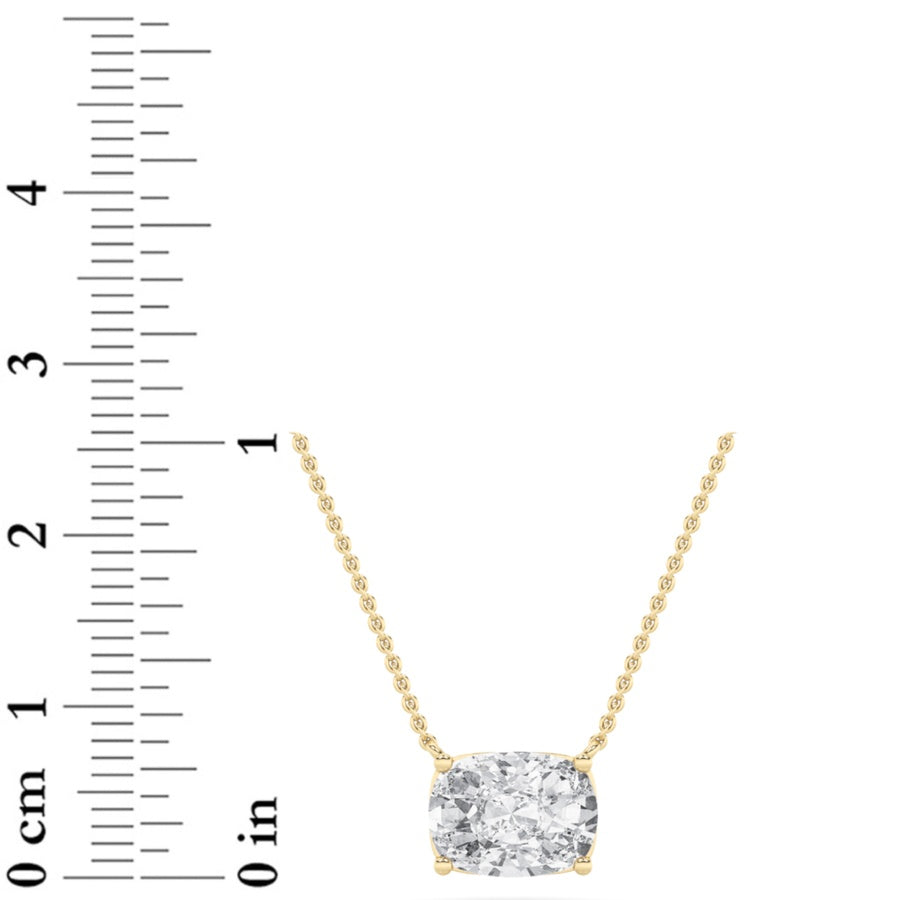 Cushion Shape East West Solitaire Necklace lab grown diamond