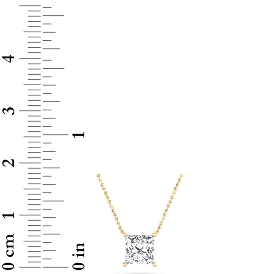 Princess Shape Solitaire Necklace lab grown diamond