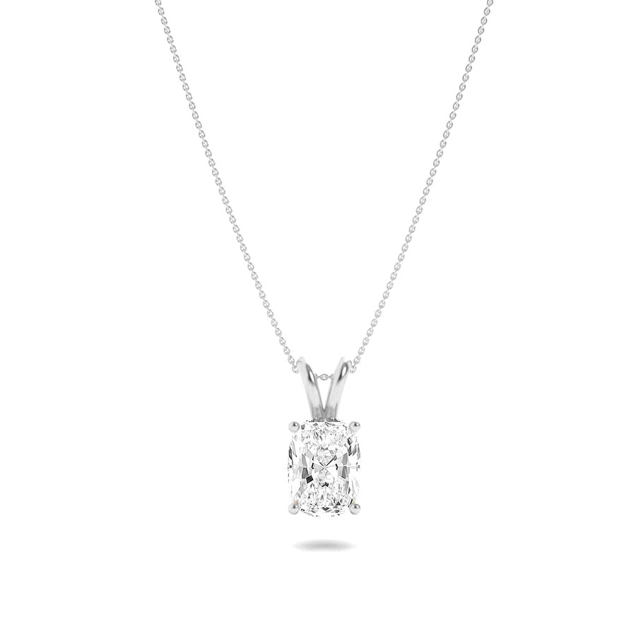 3CTW Elongated Cushion Shaped Lab Grown Diamond (F/VS) Solitaire Pendant in 14K Gold