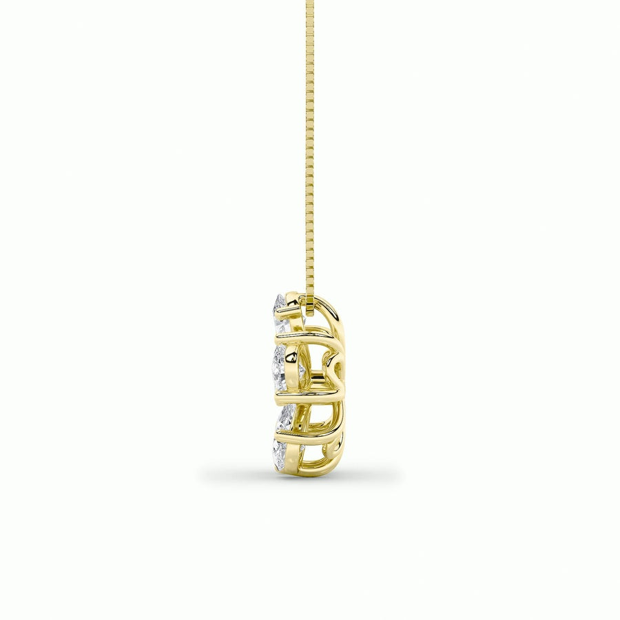 1.5Cttw Pear Shaped Lab Grown Diamond (F/VS) Floral Pendant in 14K Gold