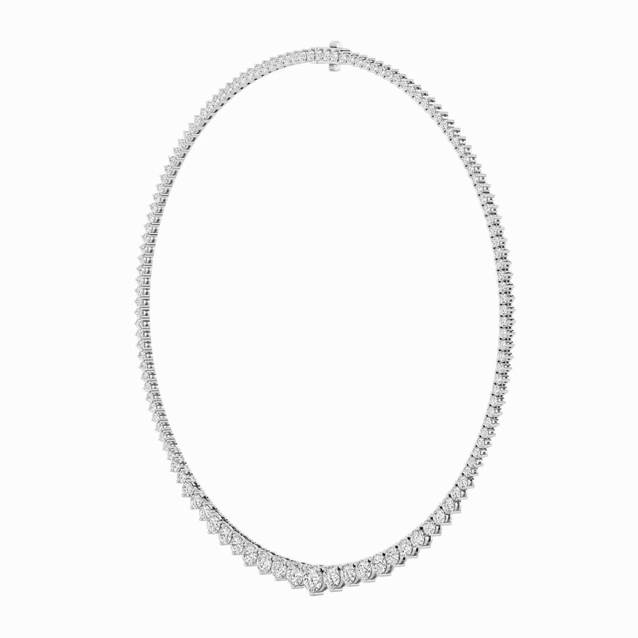15Cttw Round Shaped Lab Grown Diamond (F/VS) ThreeProng Graduating Necklace in 14K Gold