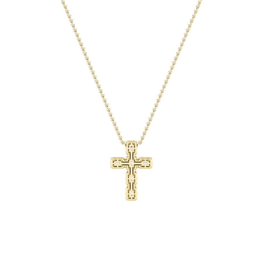 3Cttw Emerald Shaped Lab Grown Diamond (F/VS) Cross Pendant in 14K Gold