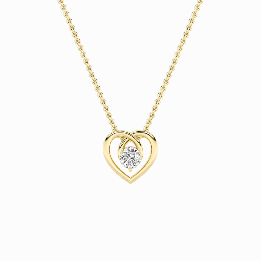 1Cttw Round Shaped Lab Grown Diamond (F/VS) HeartShaped Pendant in 14K Gold