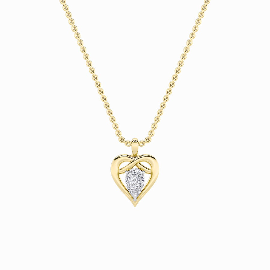 2Cttw Pear Shaped Lab Grown Diamond (F/VS) Heart Shaped Pendant in 14K Gold
