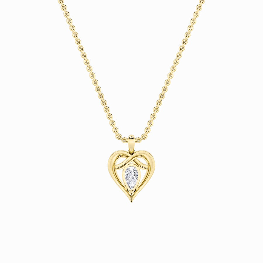2Cttw Pear Shaped Lab Grown Diamond (F/VS) Heart Shaped Pendant in 14K Gold