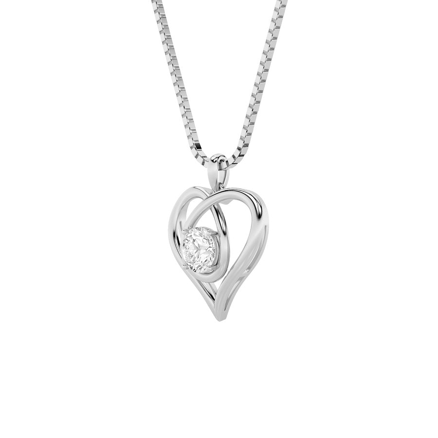 1.5Cttw Round Shaped Lab Grown Diamond (F/VS) Heart Shaped Pendant in 14K Gold