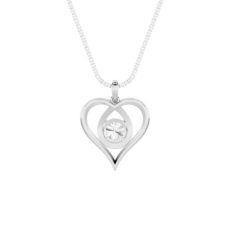 1.5Cttw Round Shaped Lab Grown Diamond (F/VS) Heart Shaped Pendant in 14K Gold