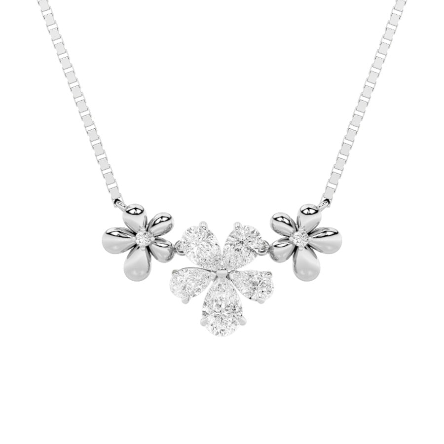 Pear Shape Fancy Flower Necklace lab grown diamond