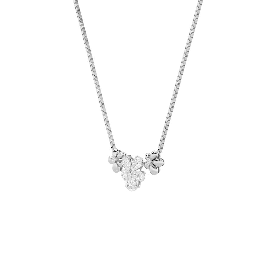 Pear Shape Fancy Flower Necklace lab grown diamond