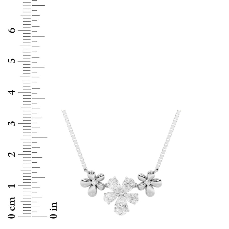 Pear Shape Fancy Flower Necklace lab grown diamond