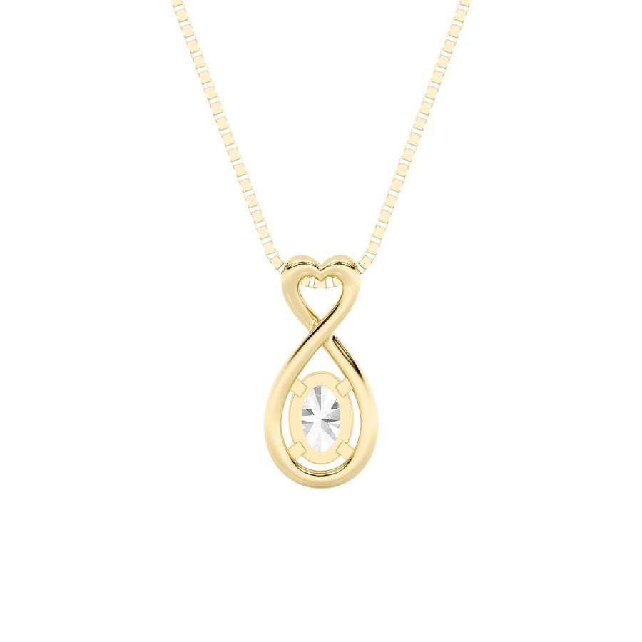 1Cttw Oval Shaped Lab Grown Diamond (G/VS) Fancy Solitaire Pendant in 14K Gold