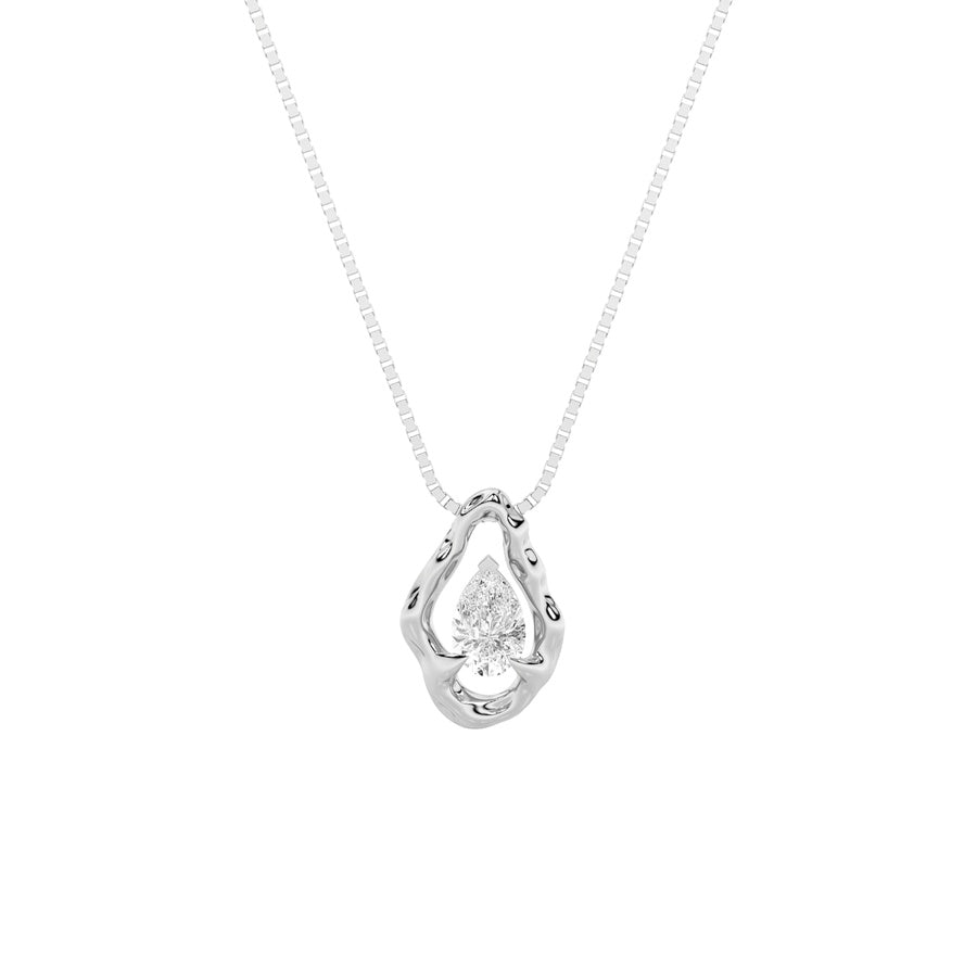 1Cttw Pear Shaped Lab Grown Diamond (F/VS) OrganicDesign Solitaire Pendant in 14K Gold