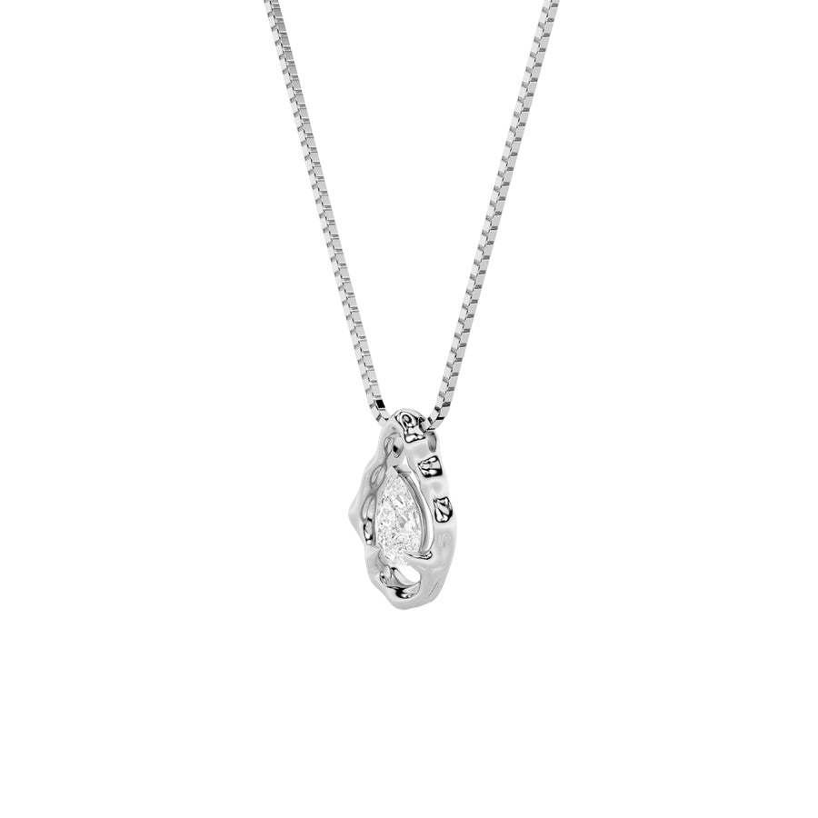 1Cttw Pear Shaped Lab Grown Diamond (F/VS) OrganicDesign Solitaire Pendant in 14K Gold