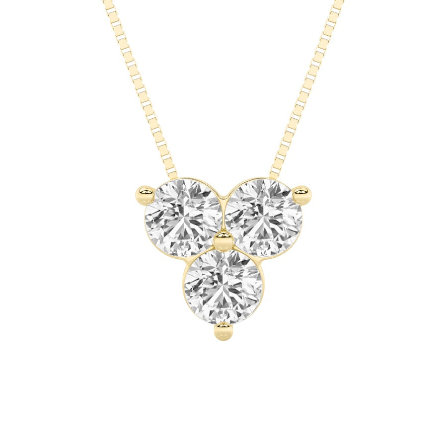 1Cttw Round Shaped Lab Grown Diamond (F/VS) ThreeStone Pendant in 14K Gold