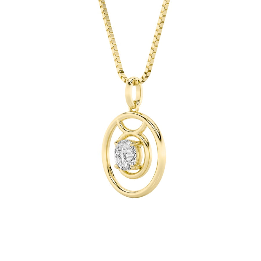 1Cttw Round Shaped Lab Grown Diamond (F/VS) ZodiacPendant in 14K Gold