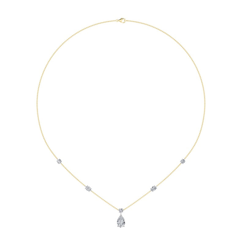 3CTW Pear Shaped Lab Grown Diamond (F/VS) Strata Chic Collection Necklace in 14K Gold